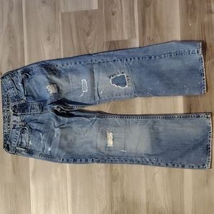 AE 28x28 Bootcut Blue Jeans Button Fly